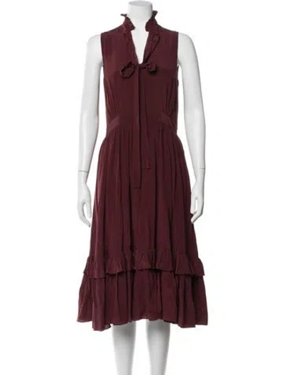 Pre-owned Loup Charmant Silk Midi Length Dress In Burgundy