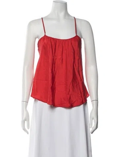 Pre-owned Loup Charmant Silk Square Neckline Blouse In Red