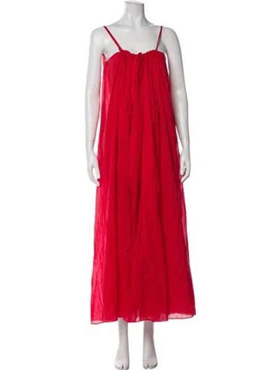Pre-owned Loup Charmant Square Neckline Long Dress In Red