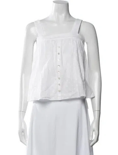 Pre-owned Loup Charmant Square Neckline Sleeveless Top In White