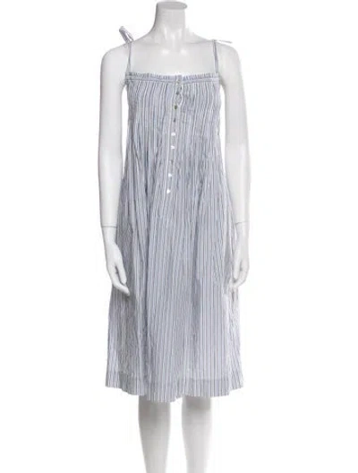 Pre-owned Loup Charmant Striped Midi Length Dress In Blue
