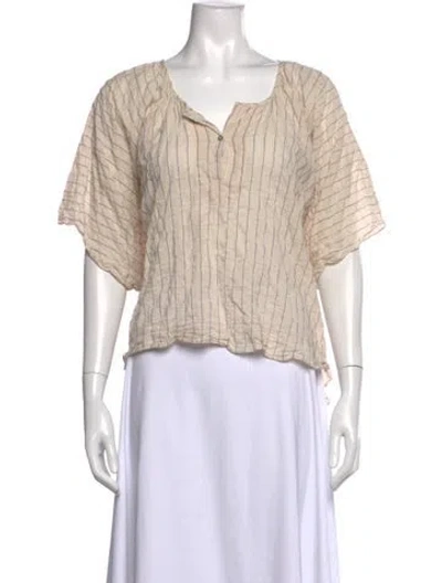Pre-owned Loup Charmant Striped V-neck Top In Neutral
