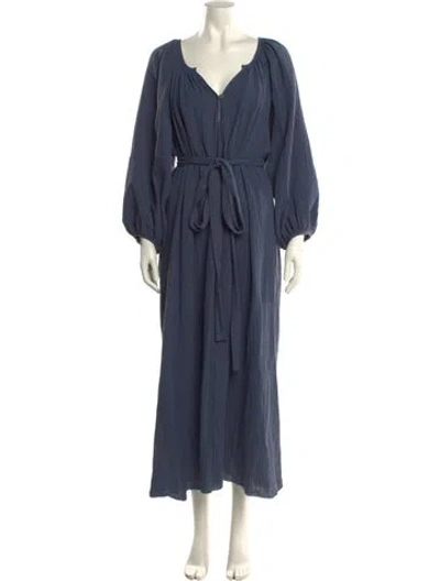 Pre-owned Loup Charmant V-neck Long Dress In Blue