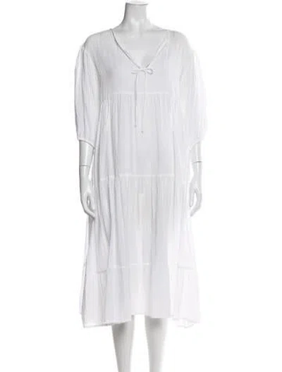 Pre-owned Loup Charmant V-neck Long Dress In White