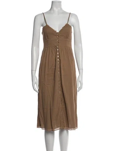 Pre-owned Loup Charmant V-neck Midi Length Dress In Brown/neutrals