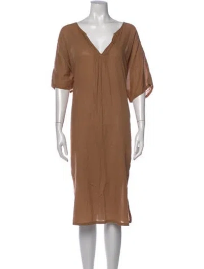 Pre-owned Loup Charmant V-neck Midi Length Dress In Neutral
