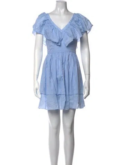 Pre-owned Loup Charmant V-neck Mini Dress In Blue