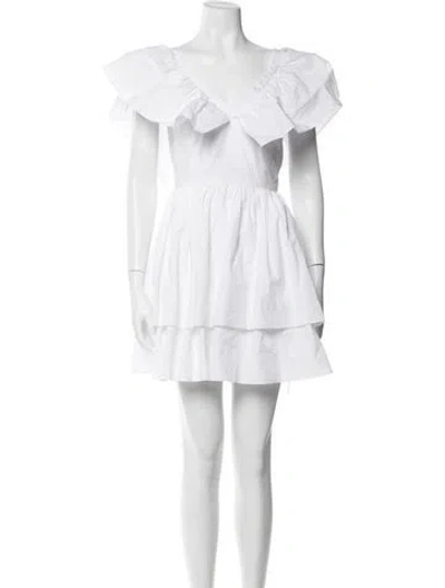 Pre-owned Loup Charmant V-neck Mini Dress In White