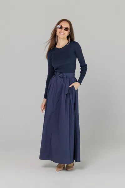 Loup Clothing Women's Blue Flare Skirt Navy