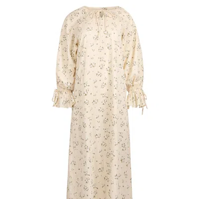 Loup Clothing Women's Cream Floral Linear Cotton Maxi In White