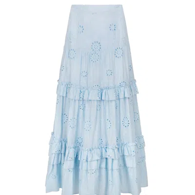 Loup Clothing Women's Eyelet Blue Skirt