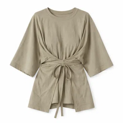 Loup Clothing Women's Green Wrap Tie Tee Sage