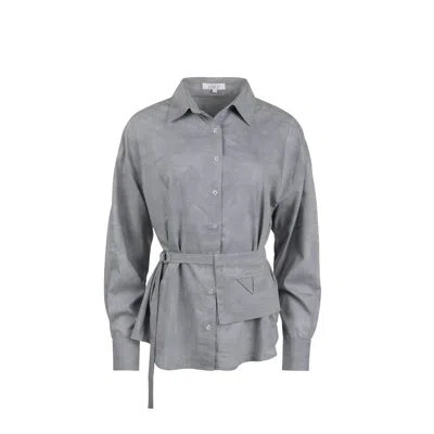 Loup Clothing Women's Grey Pinstripe Blouse In Gray