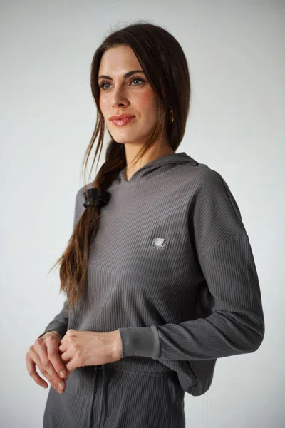 Loup Clothing Women's Grey Ribbed Hoodie