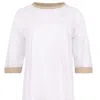 LOUP CLOTHING WOMEN'S WHITE COLOR BLOCK TEE TAUPE