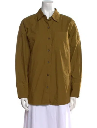 Pre-owned Loup Nylon Long Sleeve Button-up Top In Green