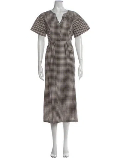 Pre-owned Loup Plaid Print Long Dress In Multi