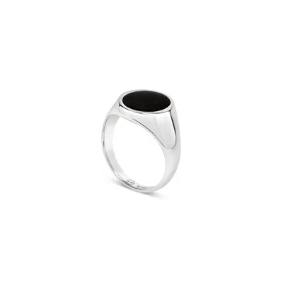Loupn Men's Black / Silver Black Onyx Signet Ring - Sterling Silver In Metallic