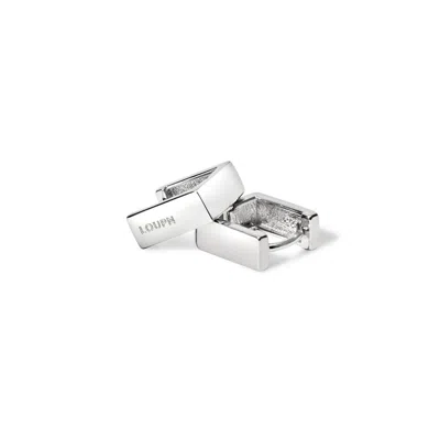 Loupn Men's Square Hoop Earrings - Sterling Silver