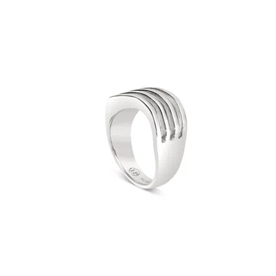 Loupn Men's The Ripple Effect Ring - Sterling Silver - Polished