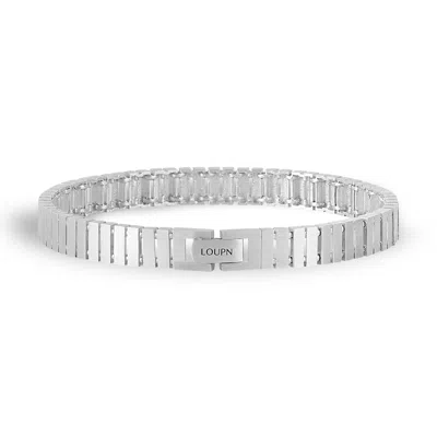 Loupn Men's Watch Chain Bracelet - Sterling Silver - Matte In Metallic