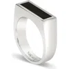 Loupn Rectangle Black Onyx Ring In Silver