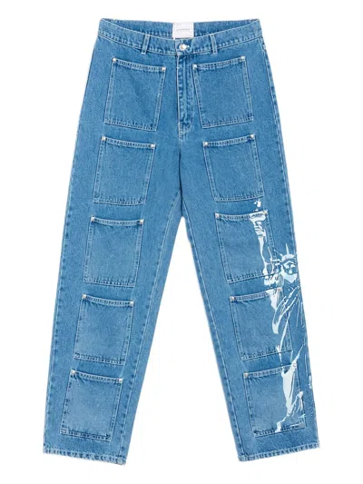 Lourdes Patch-pocket Jeans In Blue