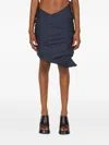 Lourdes Pinstriped Asymmetrical Skirt In Blue