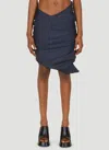 Lourdes Pinstriped Asymmetrical Skirt In Blue