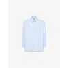 Louvois Biarritz Mens Striped Long-sleeves Cotton-poplin Shirt Blue Stripe In Blue Stripe