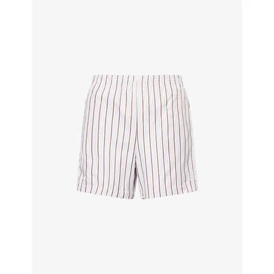 Louvois Biarritz Mens La Cote Striped Cotton-poplin Shorts Brown Stripe Cotton