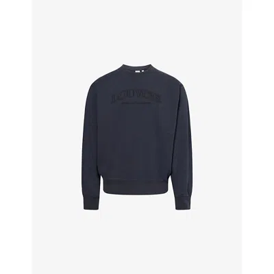 Louvois Biarritz Mens Arch Crewneck Cotton-jersey Sweatshirt Navy Cotton