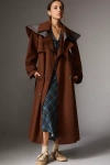 Lovaan Alexandra Trench Coat Jacket In Brown
