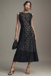 Lovaan Audrey Sleeveless Lace Midi Dress In Black