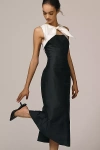 Lovaan Charlotte Sleeveless Taffeta Midi Dress In Black