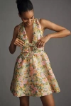 Lovaan Delilah Sleeveless Bow Linen-silk Mini Dress