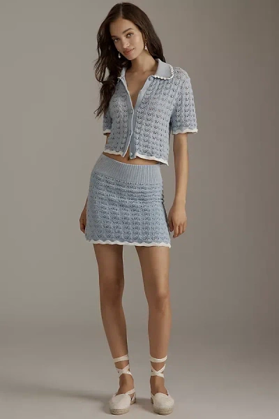 Lovaan Delphine Crochet Mini Skirt In Blue