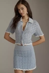 Lovaan Delphine Knit Collared Top In Blue
