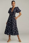 Lovaan Devon Bow Midi Dress In Black
