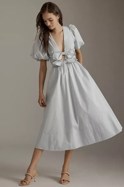 Lovaan Devon Bow Midi Dress In Blue