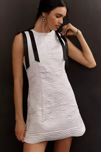 Lovaan Lena Quilted Taffeta Mini Dress In White