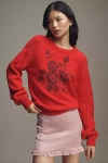 Lovaan Merino Wool Eloise Pullover Sweater In Red