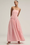 Lovaan Nancy Strapless Linen-silk Drop-waist Maxi Dress