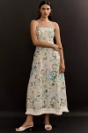 Lovaan Phillippa Linen Midi Dress In Green