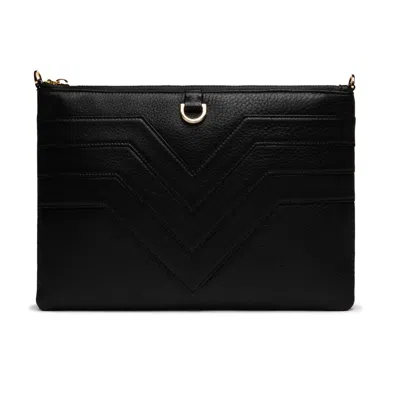 Lovard Women's Black / Gold Black Leather Chevron With Gold Hardware