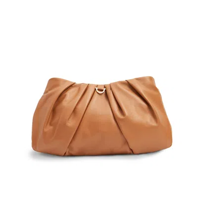Lovard Women's Brown Large Leather Croissant- Tan With Gold