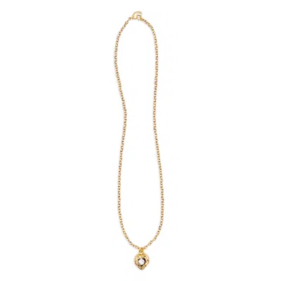 Lovard Women's Gold Mini Rhinestone Heart Necklace