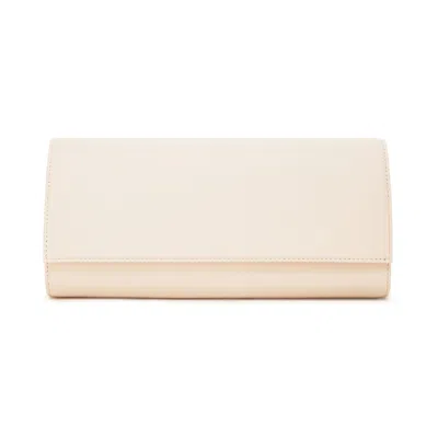 Lovard Women's Gold / Neutrals Nude Leather Clutch With Gold Hardware In White