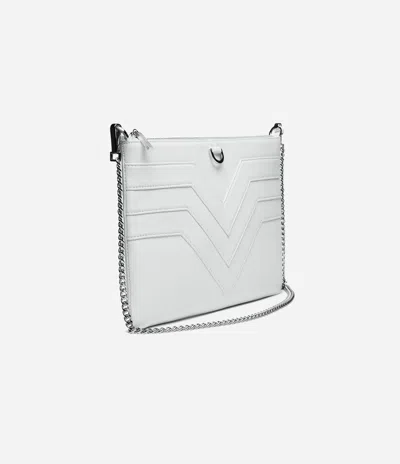 Lovard Women's Silver Leather Chevron Flat Zip