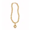 Lovard Women's Smooth Hearts Aflame Chunky Chain Necklace - Gold In Gold